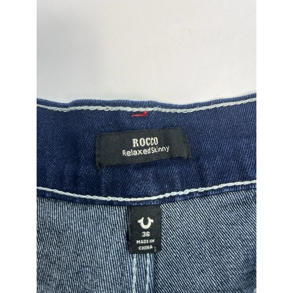 True Religion Rocco Jeans Men's 36x31 Relaxed Skinny Dark Wash Blue Stretch Y2K